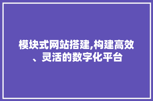 模块式网站搭建,构建高效、灵活的数字化平台 模块式网站搭建,构建高效、灵活的数字化平台 神马SEO