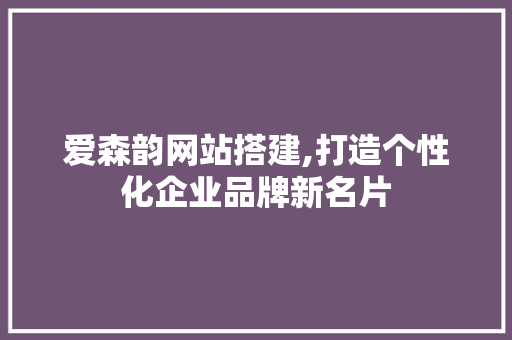 爱森韵网站搭建,打造个性化企业品牌新名片 爱森韵网站搭建,打造个性化企业品牌新名片 GoogleSEO