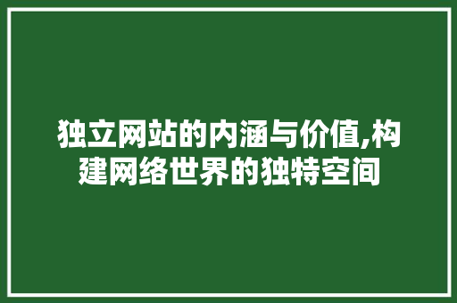 独立网站的内涵与价值,构建网络世界的独特空间