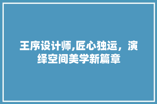 王序设计师,匠心独运，演绎空间美学新篇章 王序设计师,匠心独运，演绎空间美学新篇章 GoogleSEO
