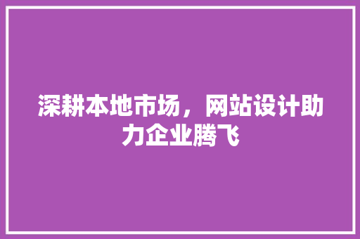深耕本地市场，网站设计助力企业腾飞 深耕本地市场，网站设计助力企业腾飞 GoogleSEO
