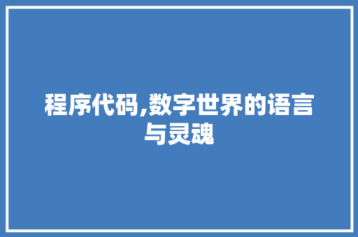 程序代码,数字世界的语言与灵魂 程序代码,数字世界的语言与灵魂 GoogleSEO