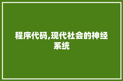 程序代码,现代社会的神经系统 程序代码,现代社会的神经系统 神马SEO
