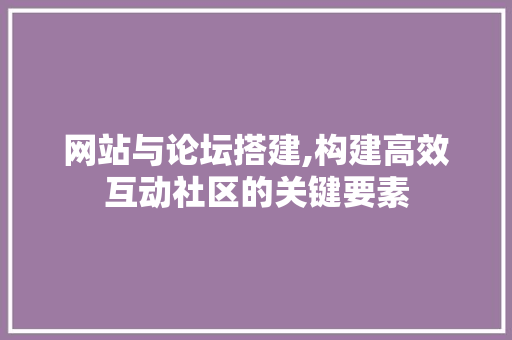 网站与论坛搭建,构建高效互动社区的关键要素 网站与论坛搭建,构建高效互动社区的关键要素 百度SEO