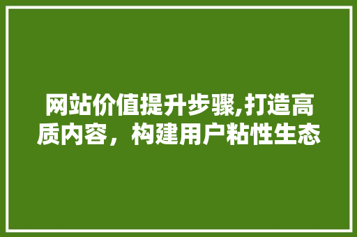 网站价值提升步骤,打造高质内容，构建用户粘性生态