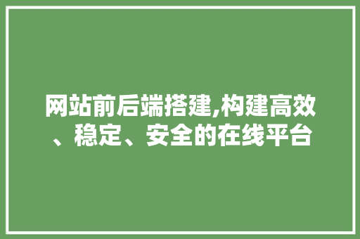 网站前后端搭建,构建高效、稳定、安全的在线平台 网站前后端搭建,构建高效、稳定、安全的在线平台 必应SEO