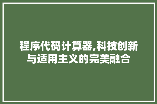 程序代码计算器,科技创新与适用主义的完美融合 程序代码计算器,科技创新与适用主义的完美融合 GoogleSEO