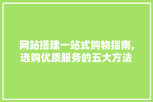 网站搭建一站式购物指南,选购优质服务的五大方法 网站搭建一站式购物指南,选购优质服务的五大方法 百度SEO