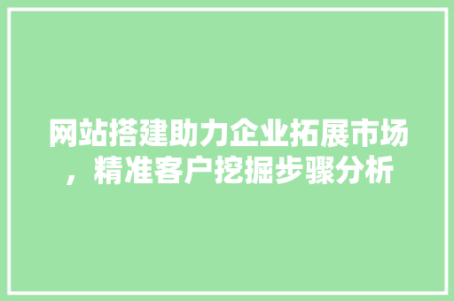 网站搭建助力企业拓展市场，精准客户挖掘步骤分析 网站搭建助力企业拓展市场，精准客户挖掘步骤分析 神马SEO