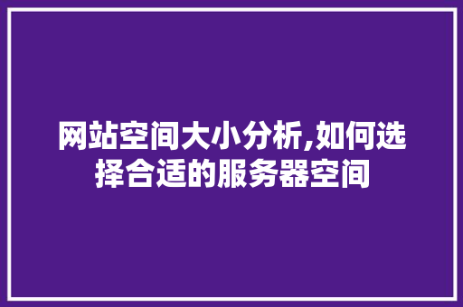 网站空间大小分析,如何选择合适的服务器空间 网站空间大小分析,如何选择合适的服务器空间 百度SEO