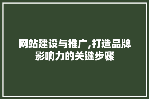 网站建设与推广,打造品牌影响力的关键步骤 网站建设与推广,打造品牌影响力的关键步骤 GoogleSEO