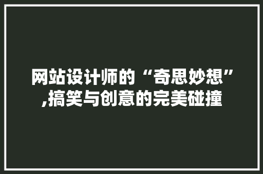 网站设计师的“奇思妙想”,搞笑与创意的完美碰撞 网站设计师的“奇思妙想”,搞笑与创意的完美碰撞 搜狗SEO