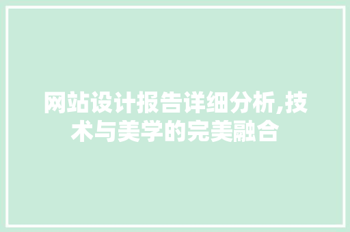 网站设计报告详细分析,技术与美学的完美融合 网站设计报告详细分析,技术与美学的完美融合 GoogleSEO