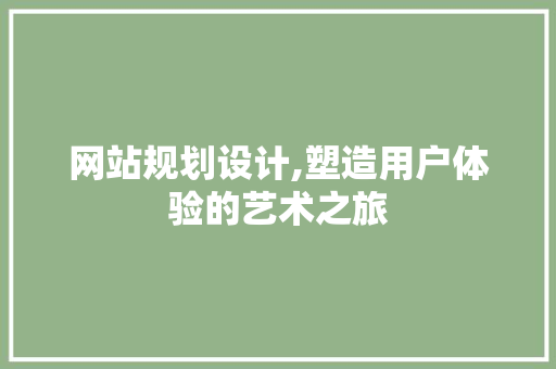 网站规划设计,塑造用户体验的艺术之旅