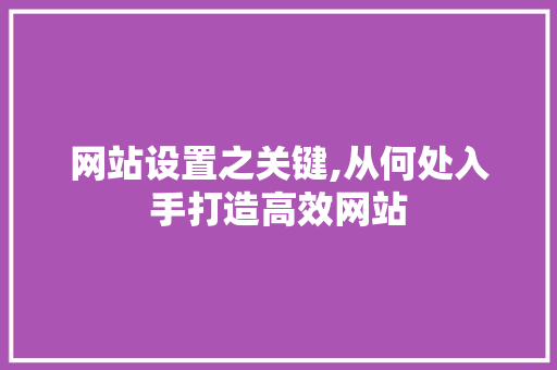 网站设置之关键,从何处入手打造高效网站 网站设置之关键,从何处入手打造高效网站 神马SEO