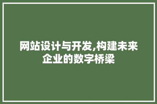 网站设计与开发,构建未来企业的数字桥梁