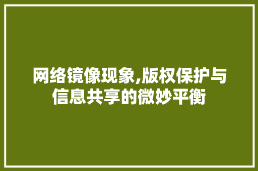 网络镜像现象,版权保护与信息共享的微妙平衡 网络镜像现象,版权保护与信息共享的微妙平衡 必应SEO