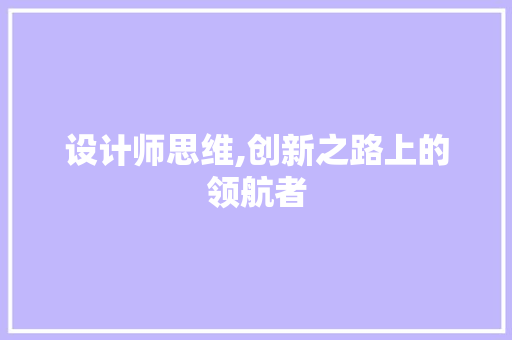 设计师思维,创新之路上的领航者 设计师思维,创新之路上的领航者 GoogleSEO