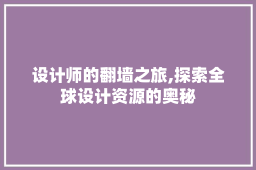 设计师的翻墙之旅,探索全球设计资源的奥秘