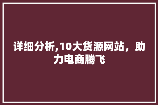 详细分析,10大货源网站，助力电商腾飞 详细分析,10大货源网站，助力电商腾飞 神马SEO