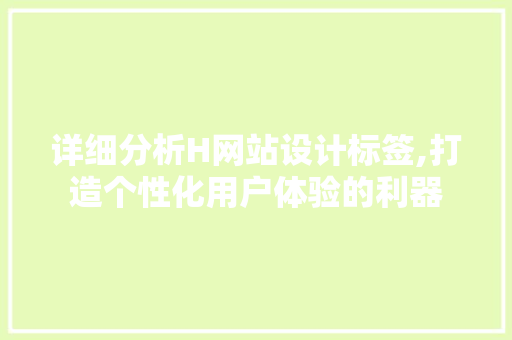 详细分析H网站设计标签,打造个性化用户体验的利器 详细分析H网站设计标签,打造个性化用户体验的利器 神马SEO