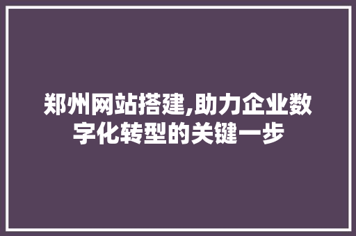郑州网站搭建,助力企业数字化转型的关键一步 郑州网站搭建,助力企业数字化转型的关键一步 百度SEO