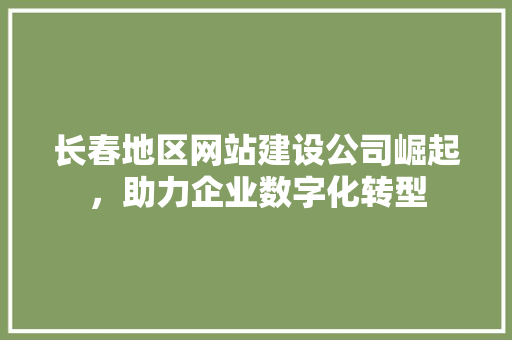 长春地区网站建设公司崛起，助力企业数字化转型 长春地区网站建设公司崛起，助力企业数字化转型 GoogleSEO