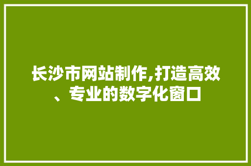 长沙市网站制作,打造高效、专业的数字化窗口 长沙市网站制作,打造高效、专业的数字化窗口 GoogleSEO