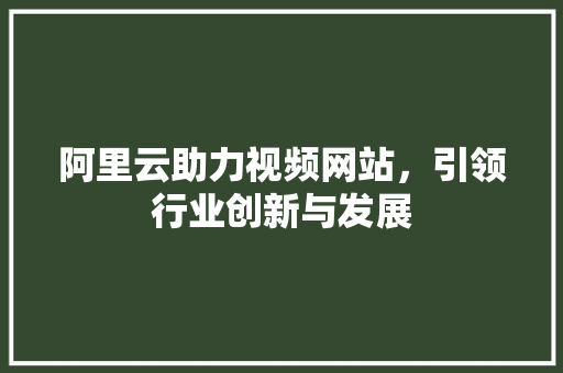 阿里云助力视频网站，引领行业创新与发展 阿里云助力视频网站，引领行业创新与发展 百度SEO