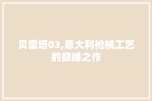 贝雷塔03,意大利枪械工艺的巅峰之作 贝雷塔03,意大利枪械工艺的巅峰之作 百度SEO