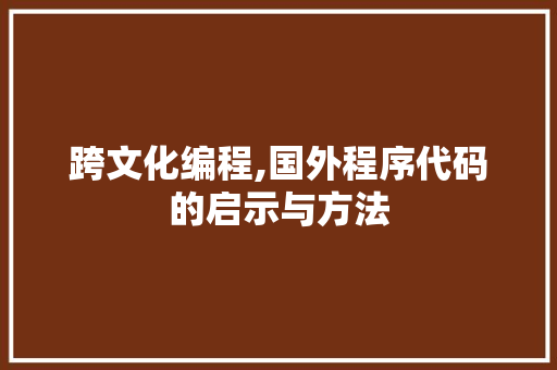 跨文化编程,国外程序代码的启示与方法 跨文化编程,国外程序代码的启示与方法 GoogleSEO