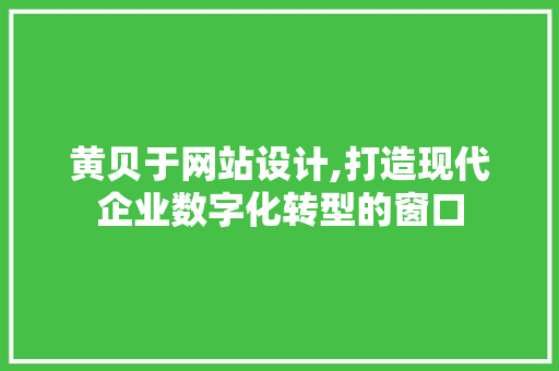 黄贝于网站设计,打造现代企业数字化转型的窗口 黄贝于网站设计,打造现代企业数字化转型的窗口 百度SEO