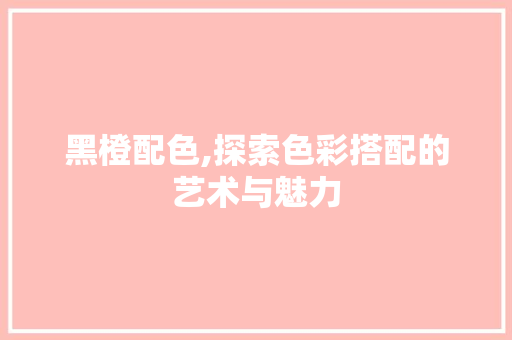 黑橙配色,探索色彩搭配的艺术与魅力 黑橙配色,探索色彩搭配的艺术与魅力 神马SEO