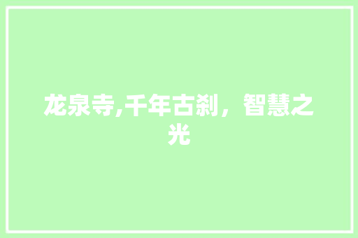 龙泉寺,千年古刹，智慧之光 龙泉寺,千年古刹，智慧之光 搜狗SEO
