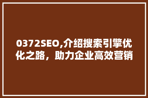 0372SEO,介绍搜索引擎优化之路，助力企业高效营销 0372SEO,介绍搜索引擎优化之路，助力企业高效营销 必应SEO