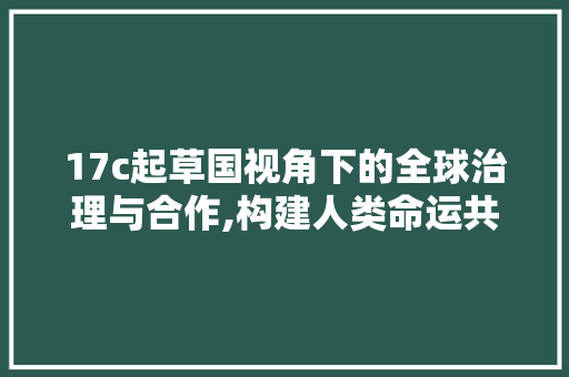 17c起草国视角下的全球治理与合作,构建人类命运共同体的探索与方法 17c起草国视角下的全球治理与合作,构建人类命运共同体的探索与方法 神马SEO