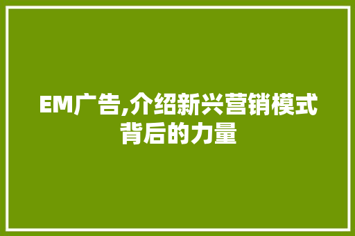 EM广告,介绍新兴营销模式背后的力量
