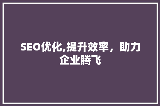 SEO优化,提升效率，助力企业腾飞 SEO优化,提升效率，助力企业腾飞 GoogleSEO