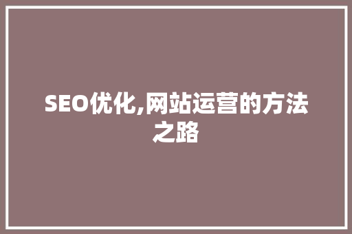 SEO优化,网站运营的方法之路 SEO优化,网站运营的方法之路 必应SEO