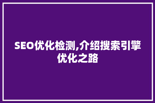 SEO优化检测,介绍搜索引擎优化之路 SEO优化检测,介绍搜索引擎优化之路 GoogleSEO