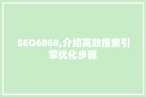 SEO6868,介绍高效搜索引擎优化步骤 SEO6868,介绍高效搜索引擎优化步骤 GoogleSEO