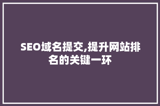 SEO域名提交,提升网站排名的关键一环 SEO域名提交,提升网站排名的关键一环 GoogleSEO