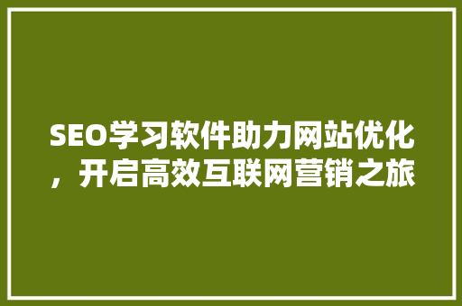 SEO学习软件助力网站优化，开启高效互联网营销之旅 SEO学习软件助力网站优化，开启高效互联网营销之旅 百度SEO