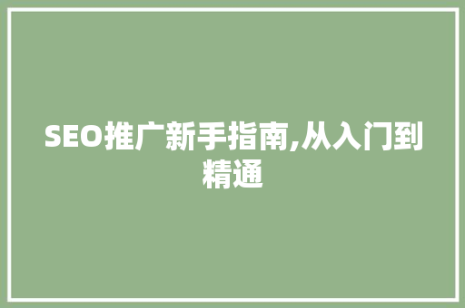 SEO推广新手指南,从入门到精通