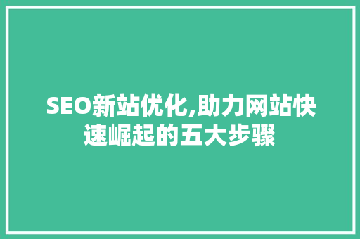 SEO新站优化,助力网站快速崛起的五大步骤 SEO新站优化,助力网站快速崛起的五大步骤 GoogleSEO