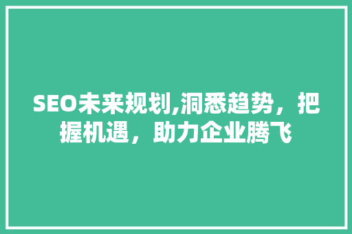 SEO未来规划,洞悉趋势，把握机遇，助力企业腾飞 SEO未来规划,洞悉趋势，把握机遇，助力企业腾飞 百度SEO