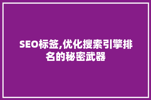 SEO标签,优化搜索引擎排名的秘密武器 SEO标签,优化搜索引擎排名的秘密武器 GoogleSEO