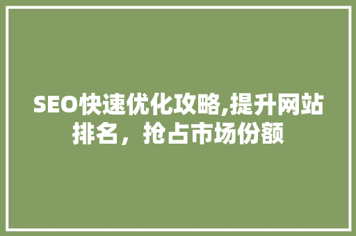 SEO快速优化攻略,提升网站排名，抢占市场份额