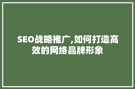SEO战略推广,如何打造高效的网络品牌形象 SEO战略推广,如何打造高效的网络品牌形象 百度SEO