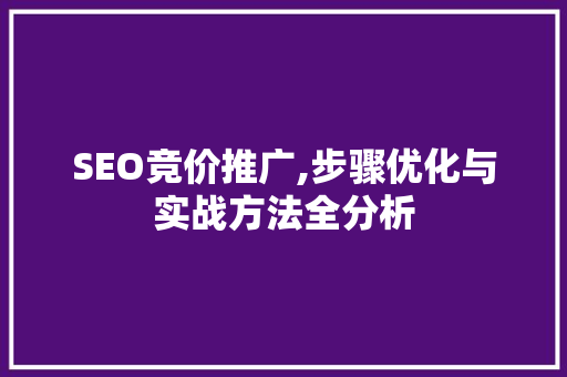 SEO竞价推广,步骤优化与实战方法全分析 SEO竞价推广,步骤优化与实战方法全分析 百度SEO